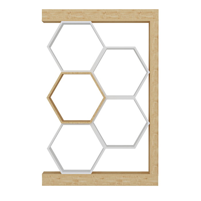 Hanah Home Estantería Roble y Blanco Moderna Novedosa 90x24.6x140 cm